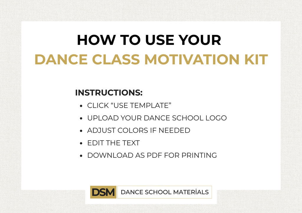Dance Class Motivation Kit – Editable Templates for Dance Teachers and Studios
