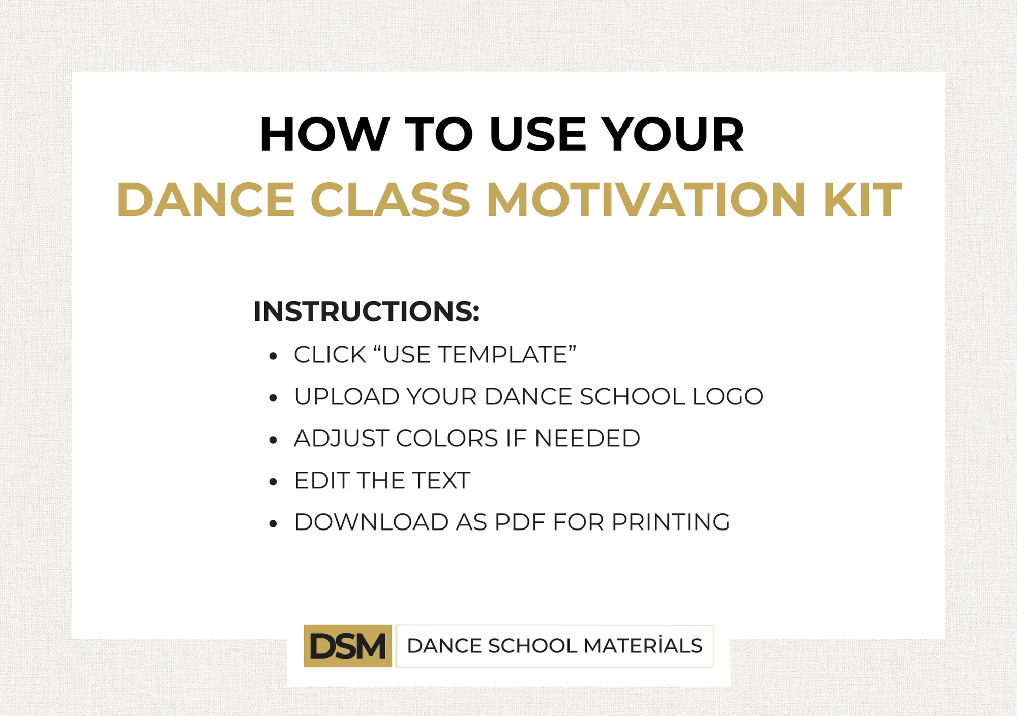 Dance Class Motivation Kit – Editable Templates for Dance Teachers and Studios